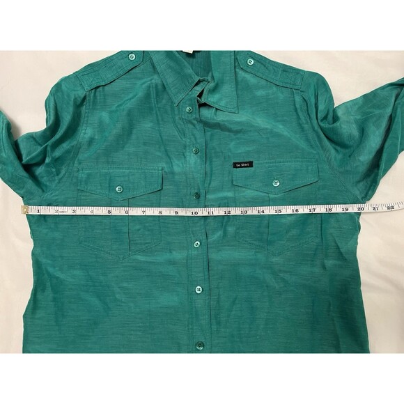 Vintage Royal Silk Le Shirt Blouse Green Button Up Dress Shirt Women’s Size 8 - Picture 7 of 8